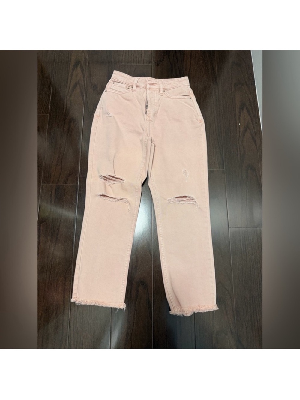 Women's Pink Distressed High-Waist Jeans